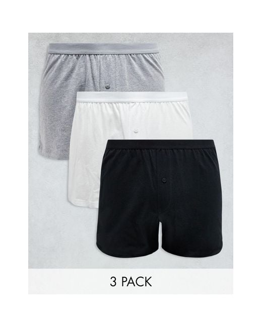 ASOS White 3 Pack Jersey Boxers for men