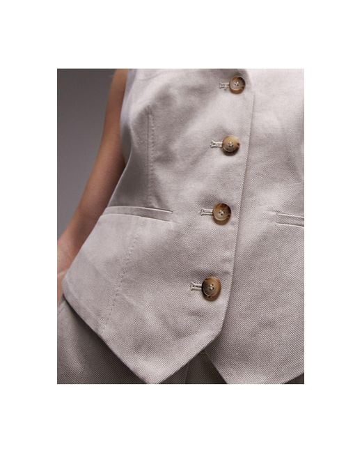 TOPSHOP Brown Heavy Linen Waistcoat
