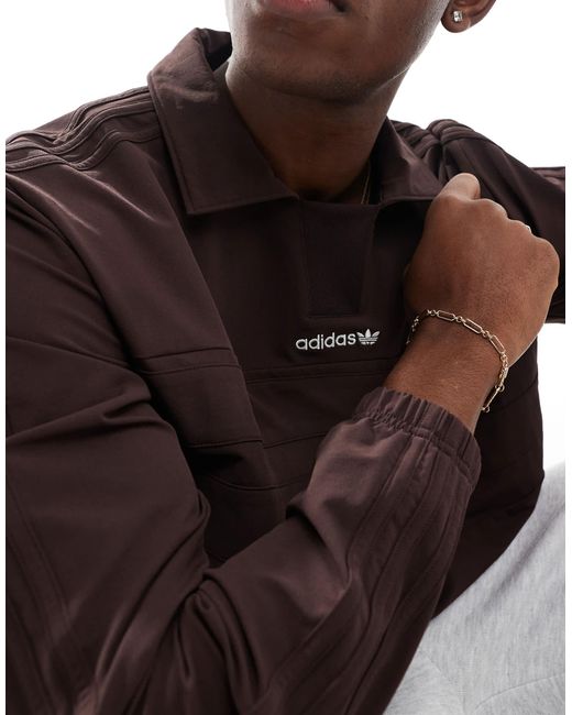 Adidas Originals Brown Long Sleeve Polo for men
