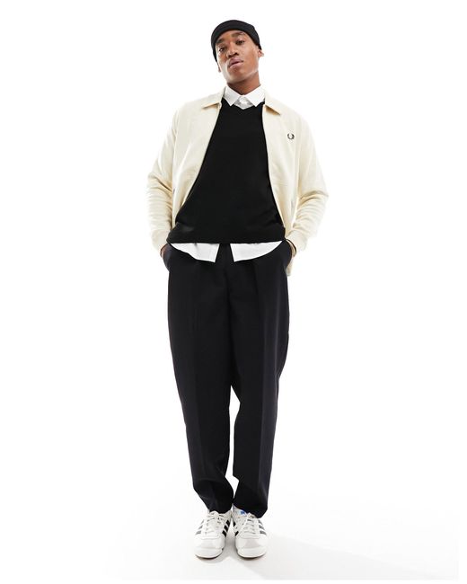 Veste zippée en jersey - beige Fred Perry pour homme en coloris White