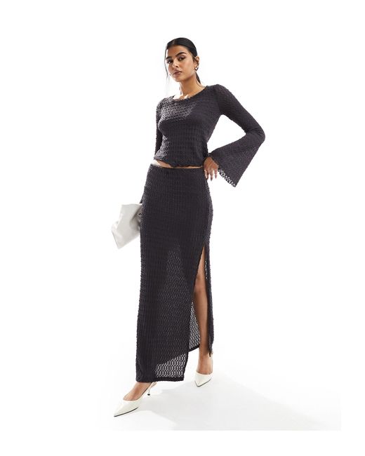 Vero Moda Blue Textured Jersey Maxi Skirt Co-ord