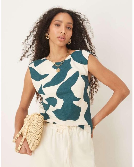Abercrombie & Fitch Top Met Open Achterkant En Kapmouwtjes in het Blue