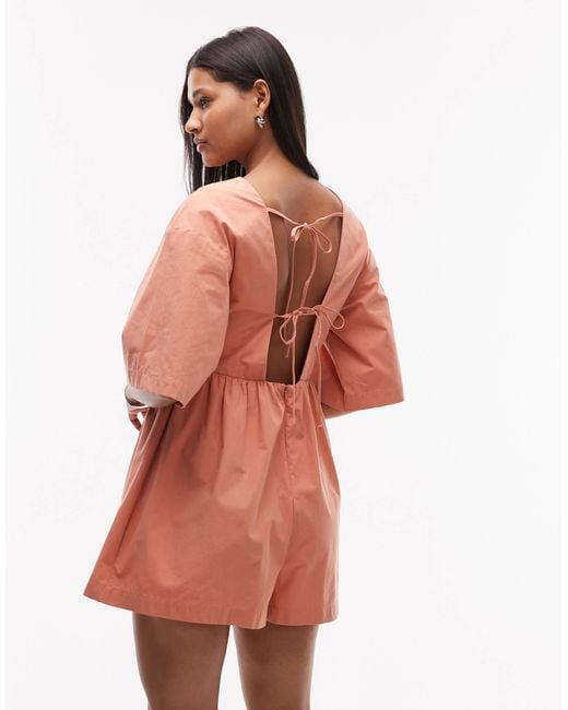 TOPSHOP Red Deep V Playsuit