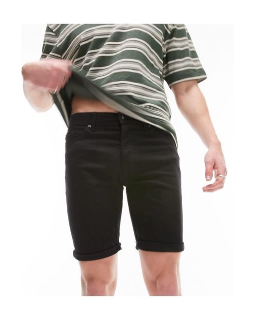 TOPMAN Skinny Denim Shorts in Black for Men | Lyst