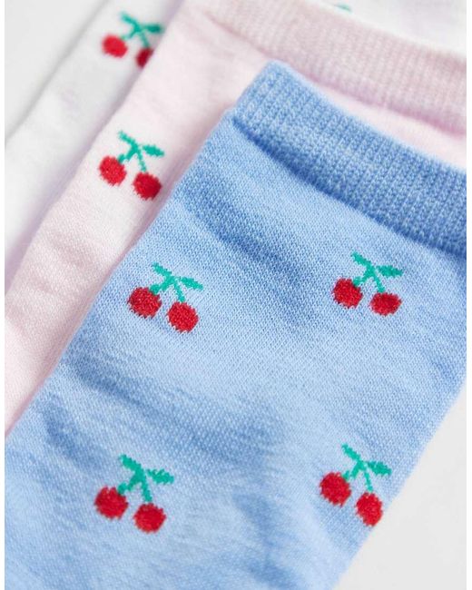 Pieces Blue 3 Pack Cherry Ankle Socks