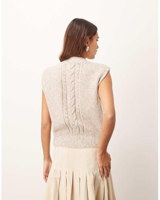 ARRANGE Natural Cable Knit Tank Cardi