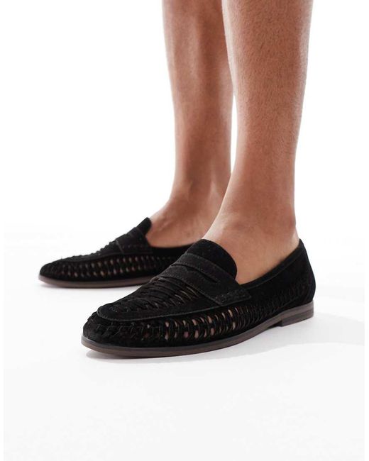 Schuh Black Reem Woven Loafers for men
