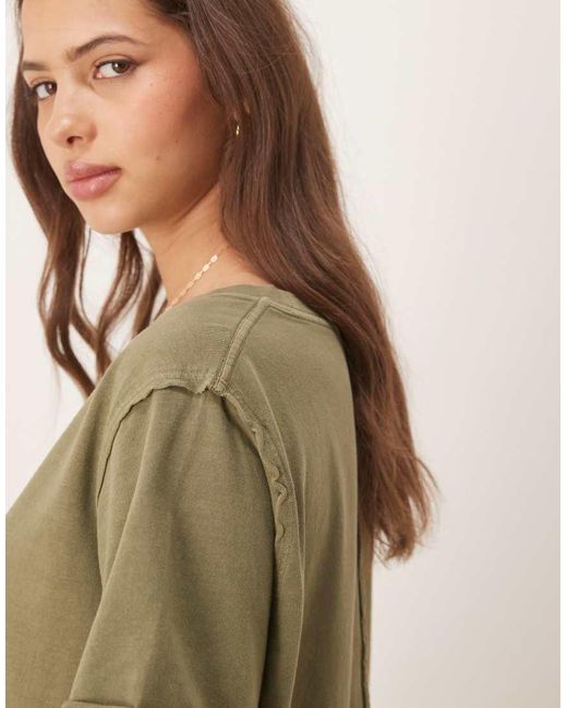 Camiseta De Corte Estándar Suelto Con Bordes Sin Rematar De -Verde ASOS de color Green