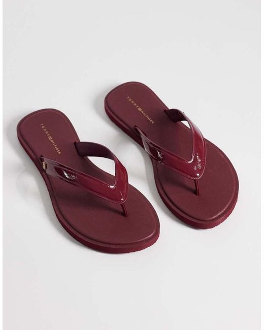 Tommy Hilfiger Red Scandi Patent Flip Flop
