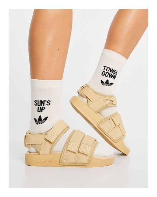 adidas Originals Adilette Sandals in Natural | Lyst Australia