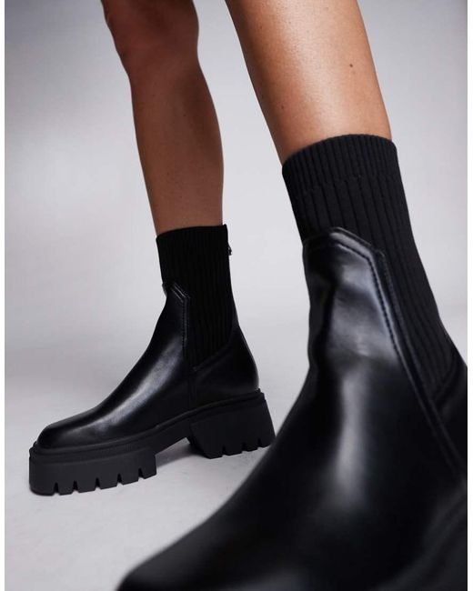 SIMMI Black Simmi London Malakai Sock Ankle Boot