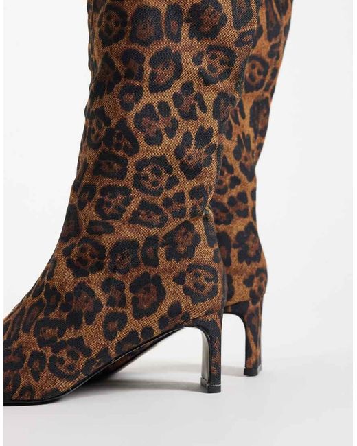 ASOS Brown Cedrick Chisel Toe Heeled Knee Boots