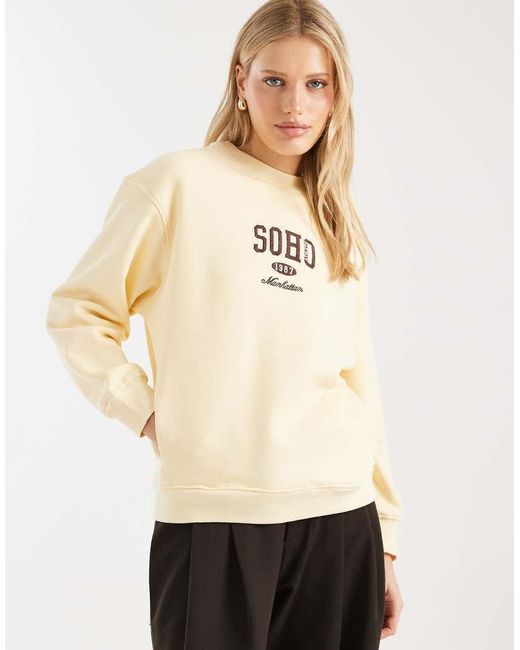 Brave Soul Natural Cotton Rich Sweatshirt With Soho Print