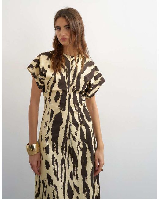 TOPSHOP White Cotton Twill Structured Drop Shoulder Maxi Dress