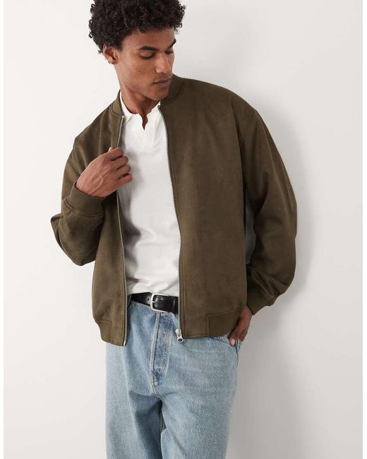 ASOS Green Faux Suede Oversized Jacket for men