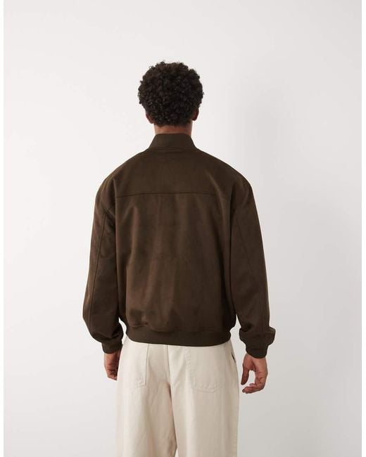 ASOS Brown Faux Suede Oversized Jacket for men