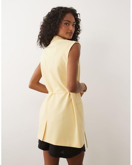 ASOS Natural Longline Tailored Waist Coat With Tie Belt