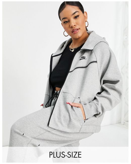 Nike Plus Tech Fleece Zip Thru Hoodie in Grey (Pink) | Lyst Australia