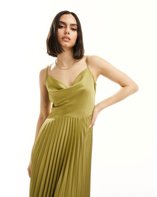 Closet Green Cowl Neck Pleated Midaxi Dress
