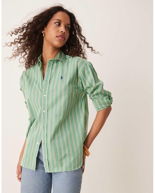Chemise à rayures avec logo emblématique - /jaune Polo Ralph Lauren en coloris Green