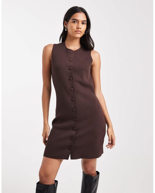 Vero Moda Purple Knitted Mini Dress With Covered Buttons