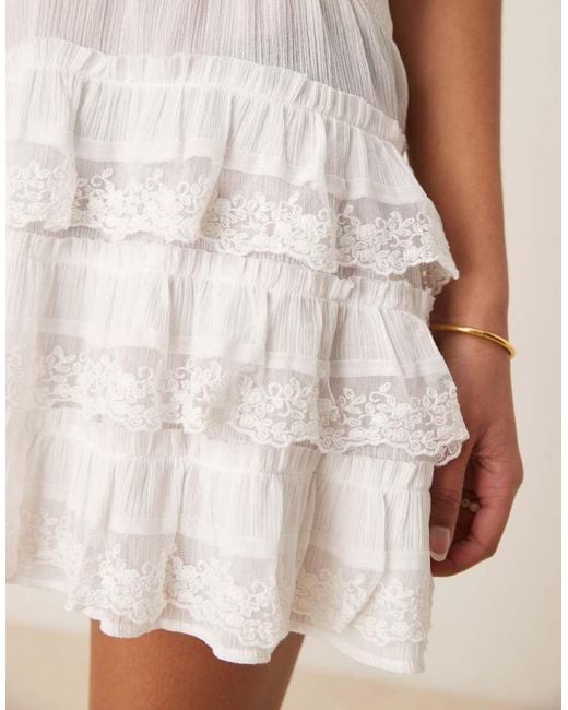 Miss Selfridge White Beach Cheesecloth Dropped Waist Mini Dress
