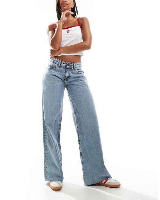Motel Blue Roomy Wide Leg Low Rise Jeans
