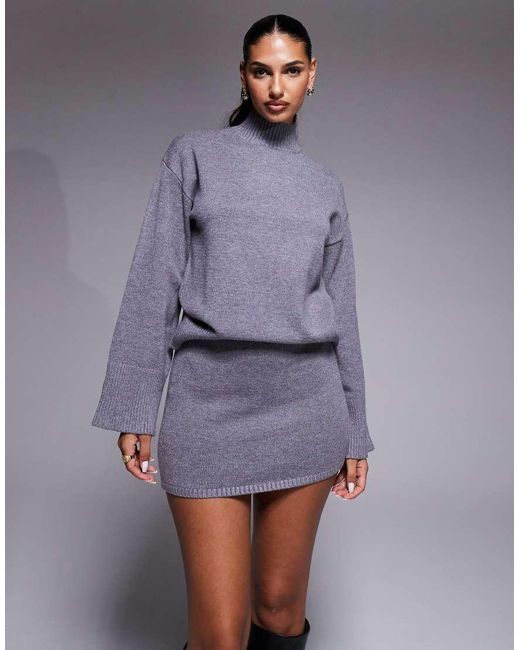 Aria Cove Geribbelde Gebreide Minirok in het Gray