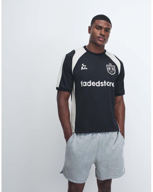 Faded Store Blue Logo Football Jersey With Panel Detail for men