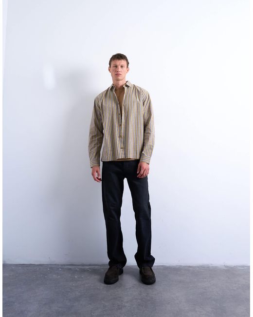 Topman White Relaxed Fit Poplin Check Shirt for men