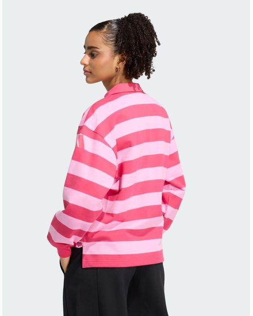 Adidas Red Sportswear Essentials Contemporary French Terry Longsleeve Polo