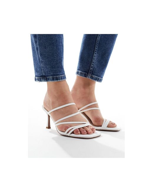 ASOS Blue Wide Fit Hayes Strappy Mid Sandal Heeled Mules