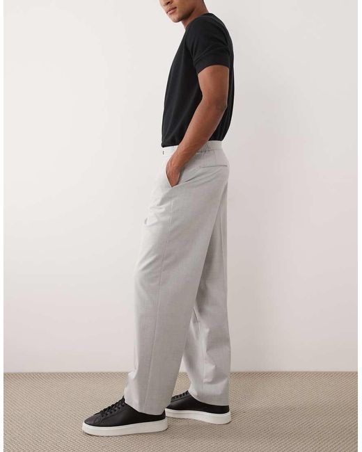 ASOS Gray Tailored Comfort Stretch Wide Leg Pants for men