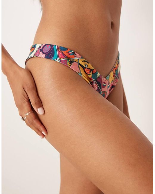 OOSC Brown Comic Book Candy V-Cut Bikini Bottoms