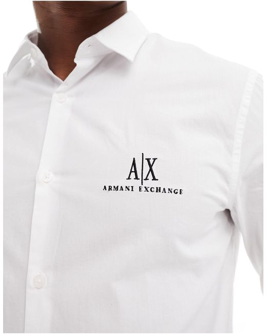 Camicia vestibilità classica bianca con logo piccolo di Armani Exchange in White da Uomo