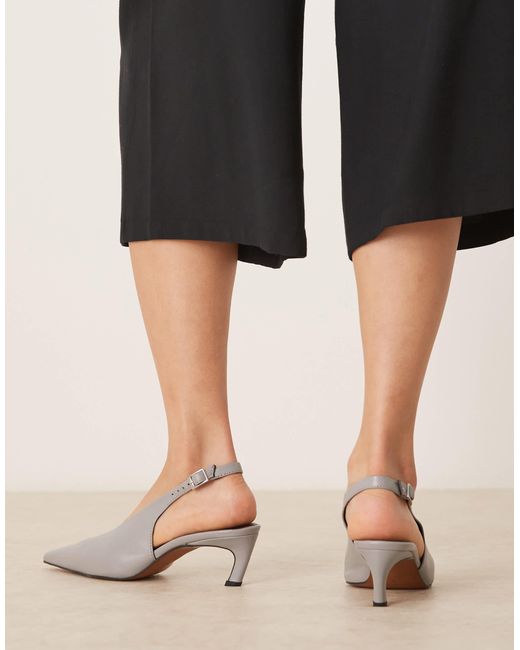 ASOS Brown – sculpt – hochwertige slingback-schuhe aus em leder mit mittelhohem absatz