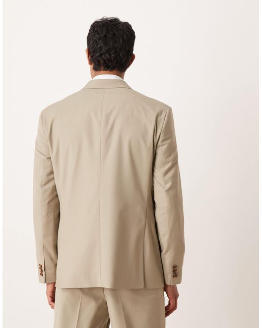 ASOS Natural Double Breasted Regular Suit Jacket for men
