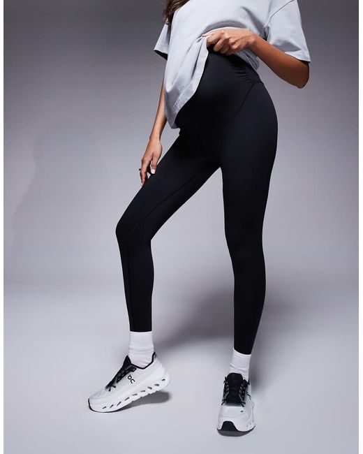 Leggings Deportivos Negros Con Bolsillo Interior Y Diseño Moldeador En La Parte Trasera Icon De Maternity 4505 de color Blue