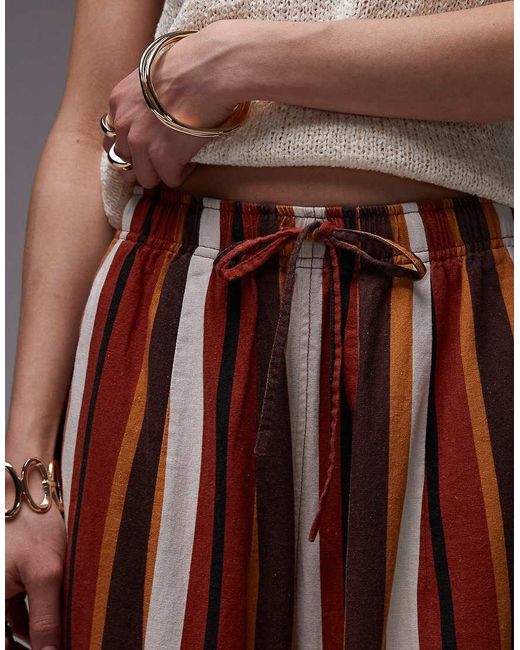TOPSHOP Brown Linen Balloon Trouser