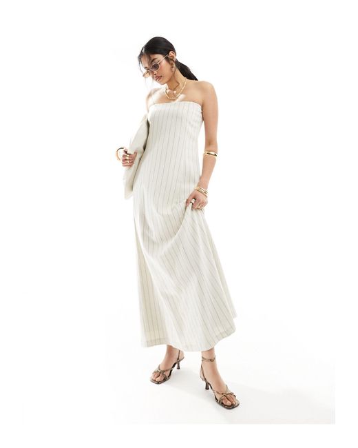 4th & Reckless White Linen Mix Bandeau Maxi Dress