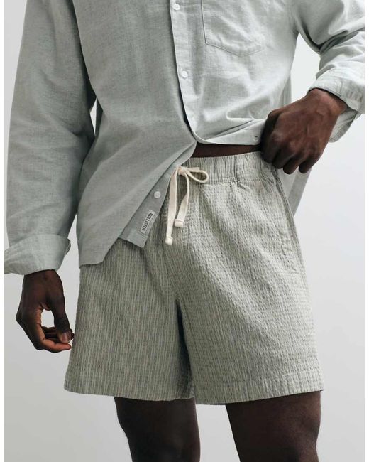 Hollister Gray Pull On Seersucker Shorts for men