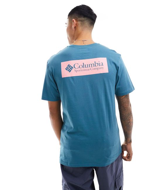 Columbia Blue North Cascades Back Print T-shirt for men