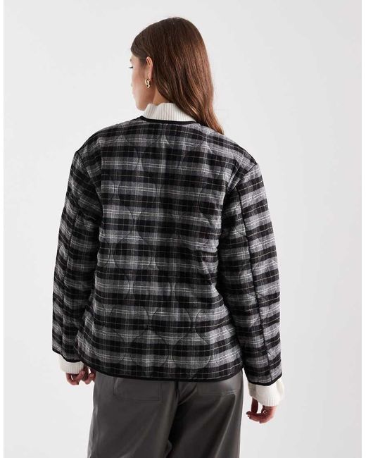 New Look Blue Check Quilt Padded Jacket