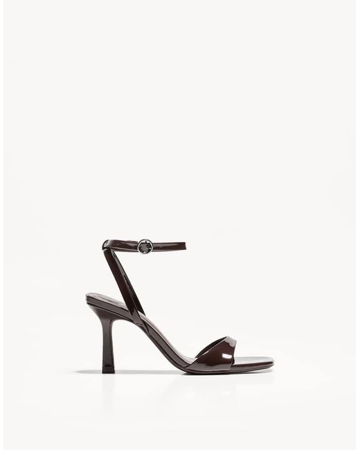 Bershka White High Heel Sandals With Ankle Strap