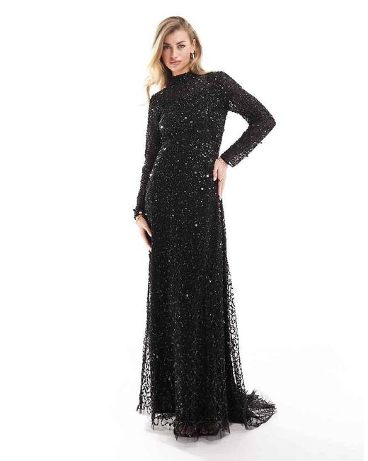 Beauut Black Allover Embellished Modest Maxi Dress