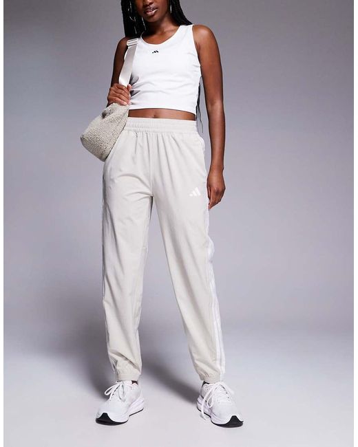 Adidas Originals Purple Adidas Training 3 Stripe Woven joggers