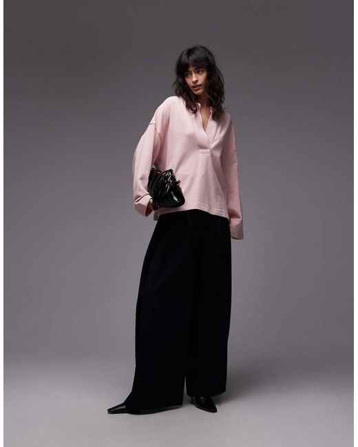 ARKET Pink Pure Cotton V-neck Sweatshirt