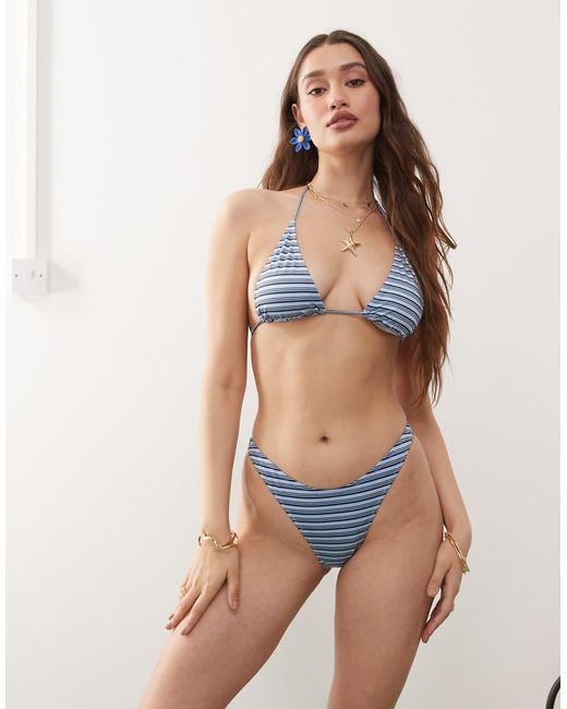 Slip Bikini Brasiliano A Righe di Weekday in Multicolor