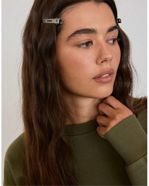 Stradivarius Green Soft-Touch Fitted Waist Sweatshirt