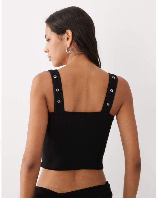 ASOS Black Scoop Neck With Eyelet Co-ord Vest Top